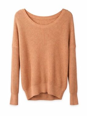 Waffle Knit Crisscross Back Sweater Tan Lightweight Size Small
